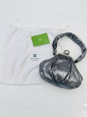 kate spade Metallic Silver Kiss-Lock Clutch Wristlet